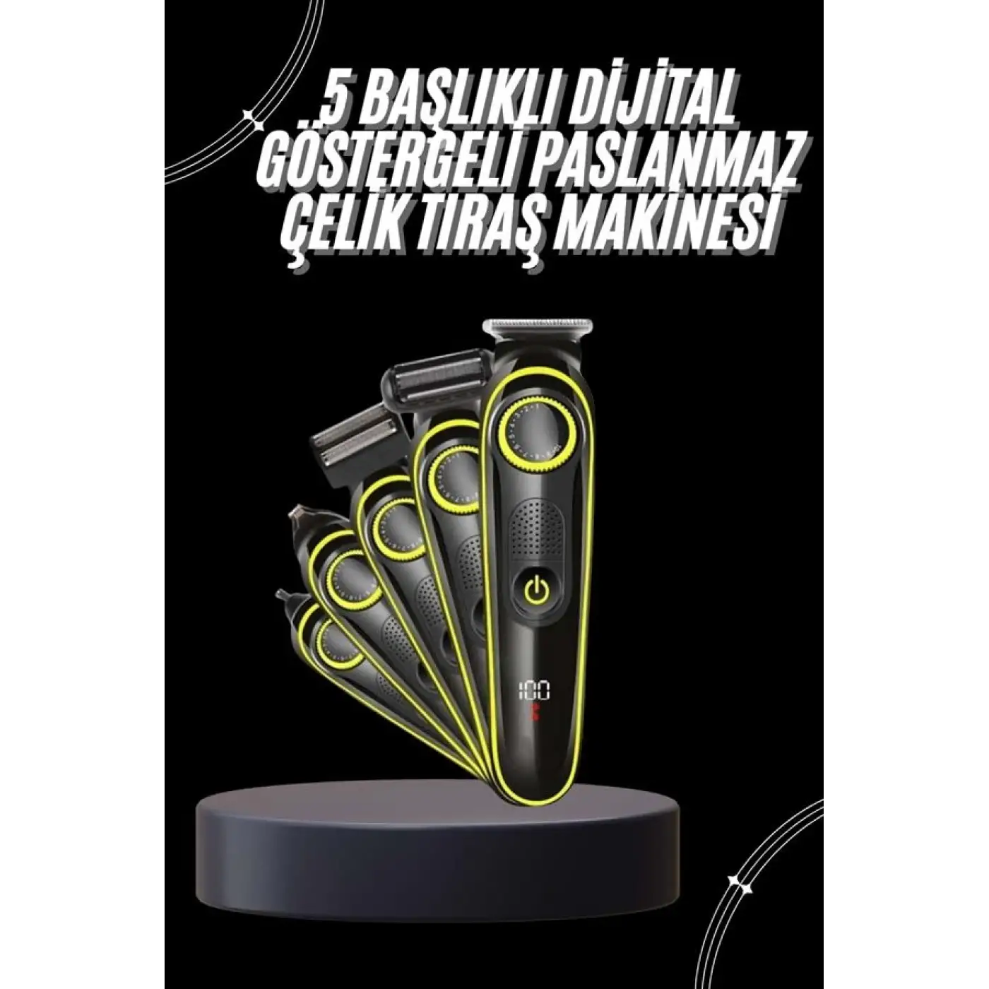 Unısex Çok Fonksiyonlu Bakım Seti Led Göstergeli Tıraş Makinesi Saç Sakal Vücut