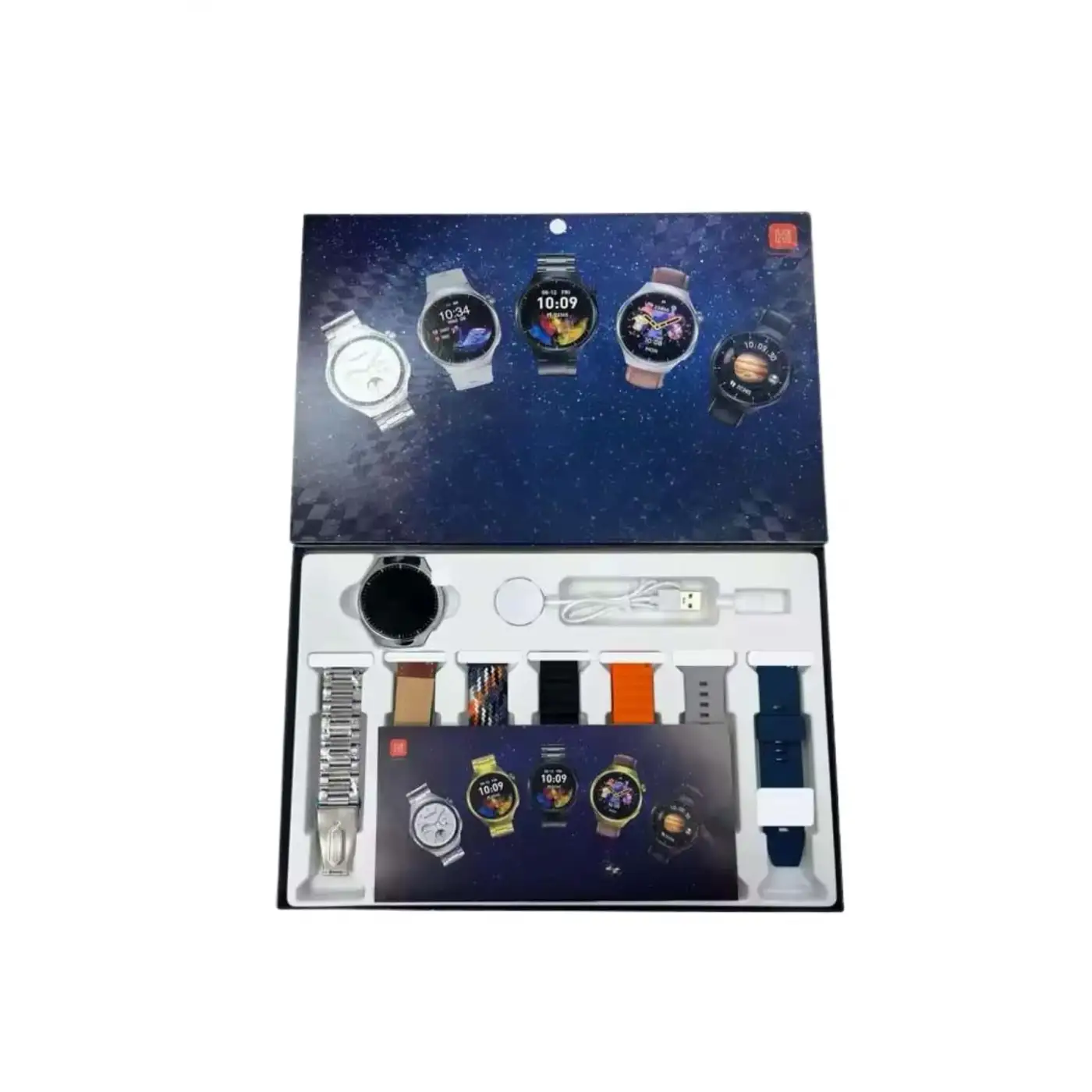 Unısex Yuvarlak Ekranlı 7 Kordonlu Akıllı Saat GPS Destekli Çoklu Kordon Seçeneği