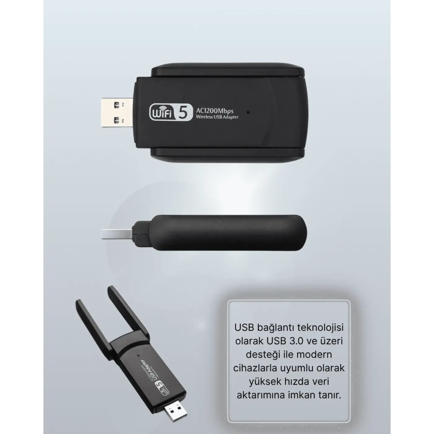 USB 3.0 Wireless Adaptör – 2.4GHz & 5GHz Destekli