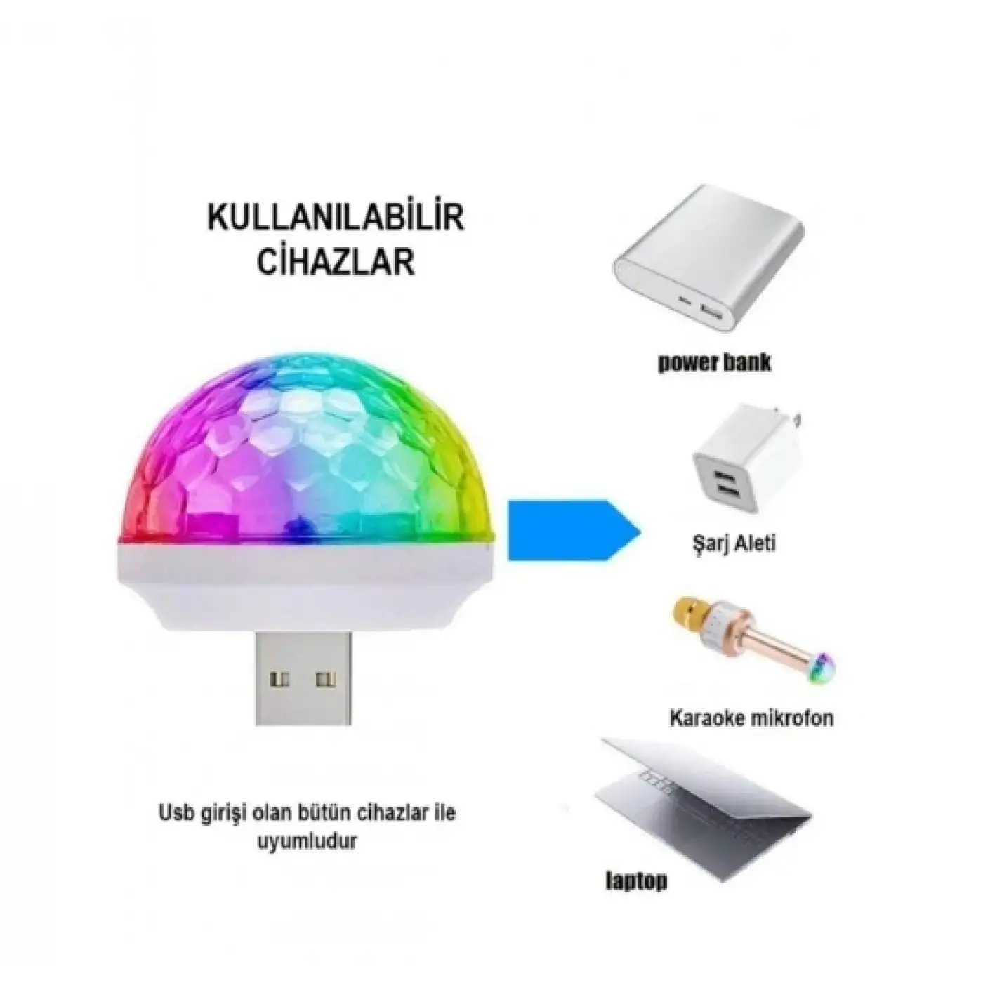Usb Girişli Sese Duyarlı Disko Topu
