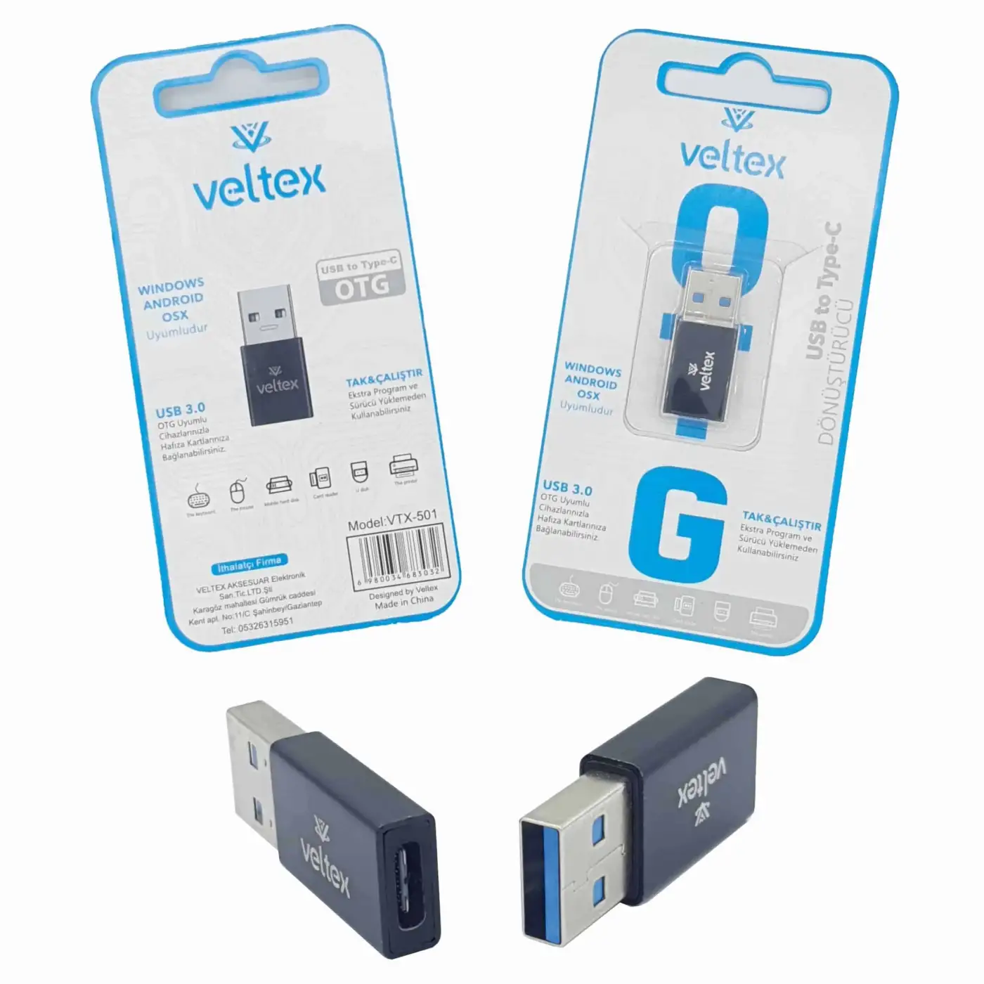 USB To TYPE-C Dönüştürücü Veltex VTX-501-500-504