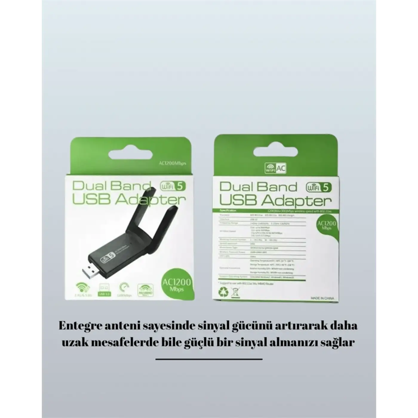 USB WiFi Adaptör – 1200 Mbps Hız