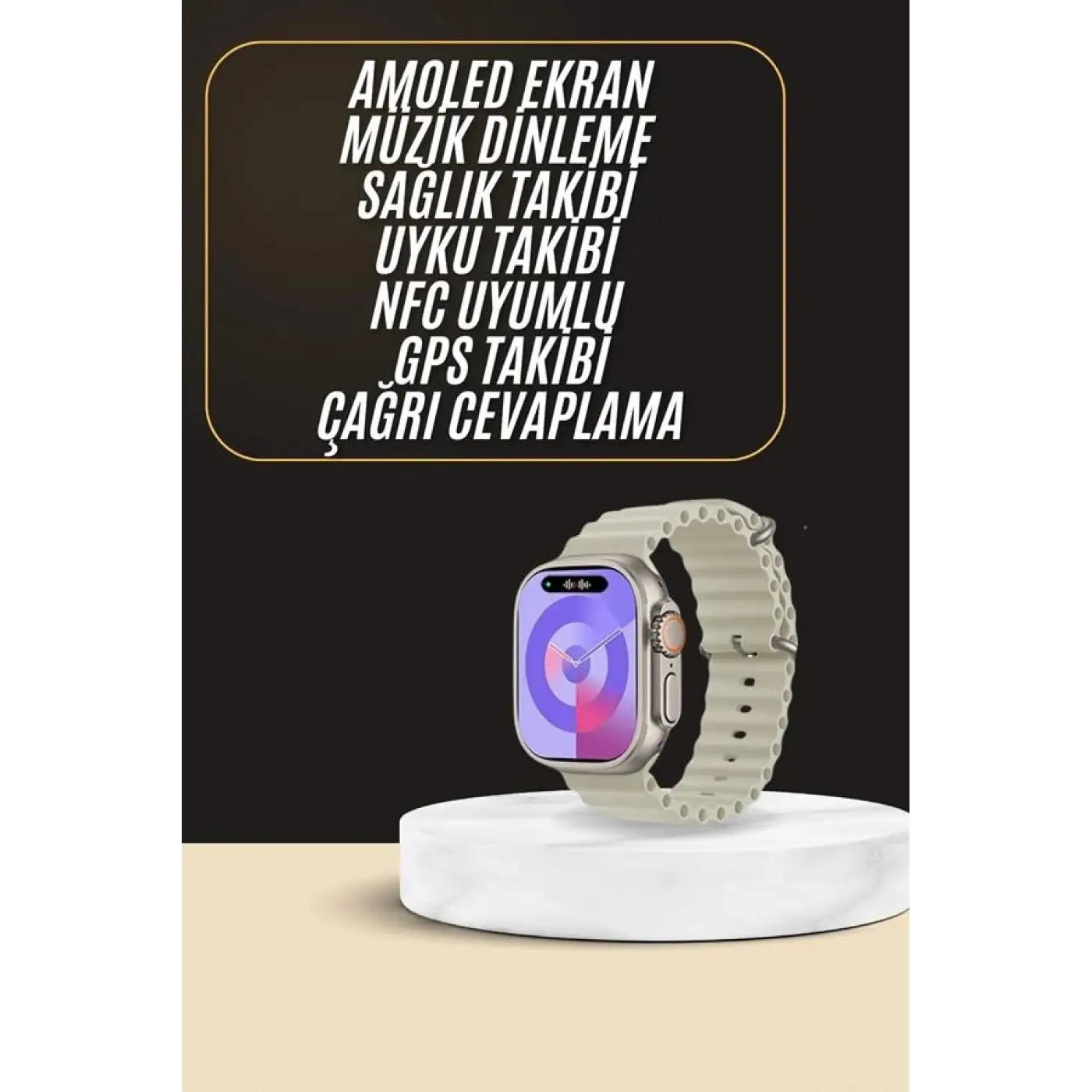 Uyku ve Sağlık Takibi Yapabilen GPS Uyumlu Plastik Kordonlu Akıllı Saat