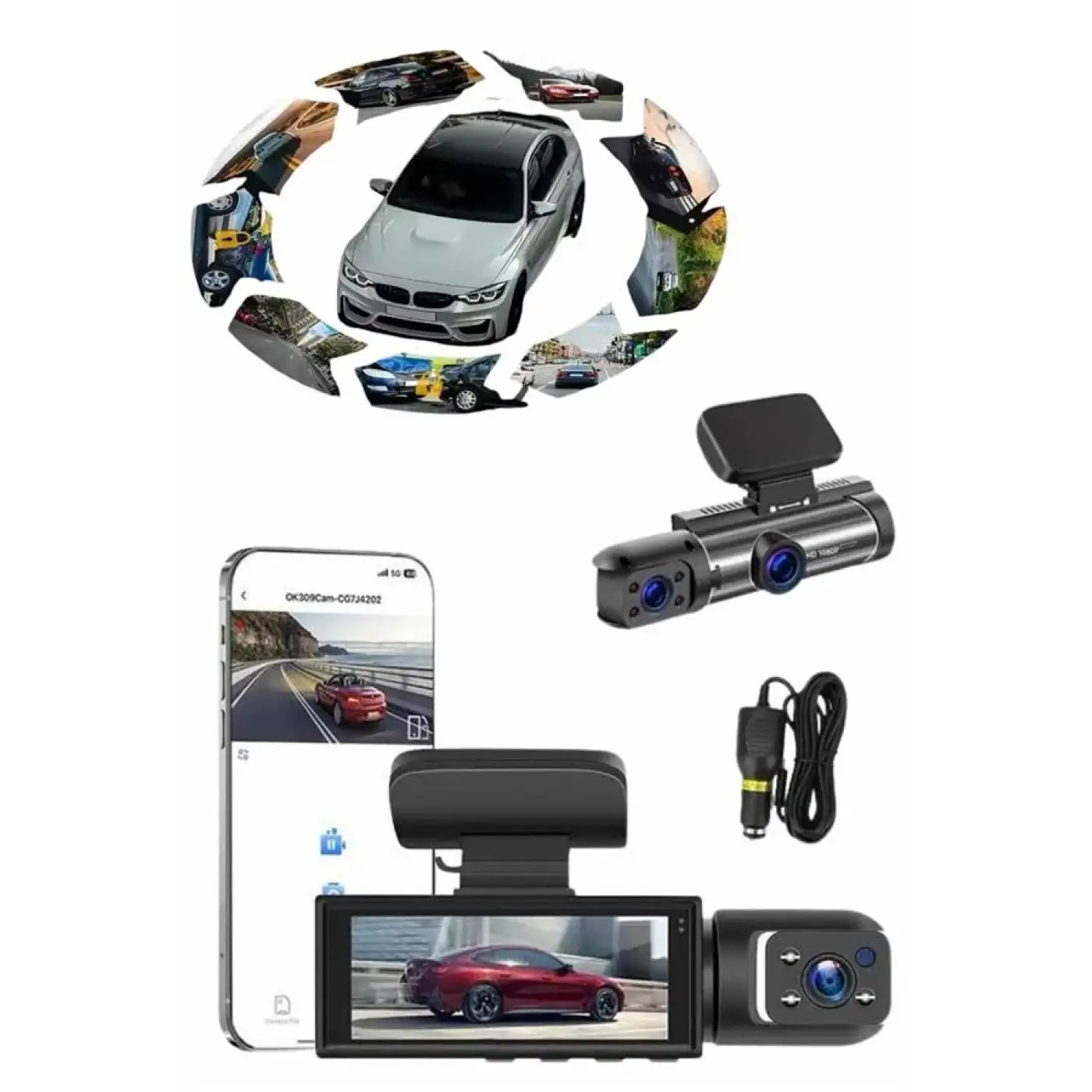 Video ve Fotoğraf Kaydedici Sürüş Kamerası Ön ve Arka Çift Kameralı