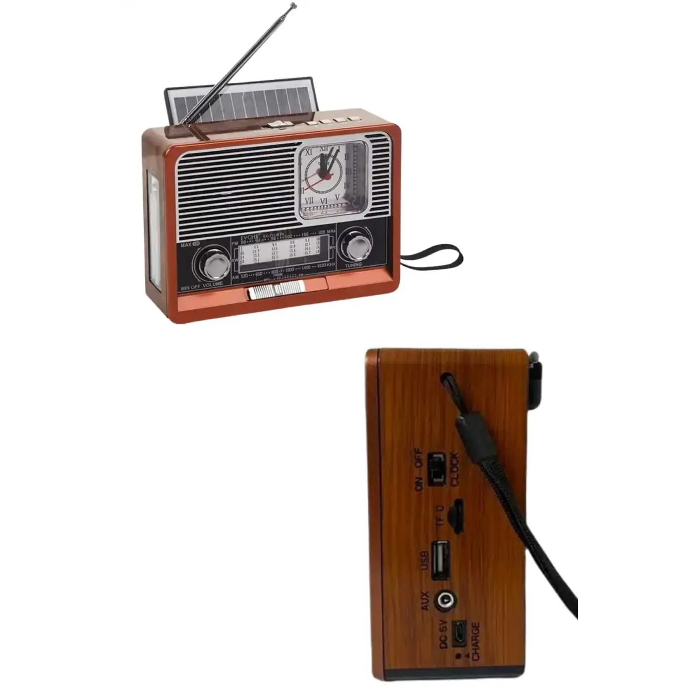 Vintage Nostaljik Radyo AUX USB SD Kart Girişli Şarjlı Bluetooth Bağlantılı