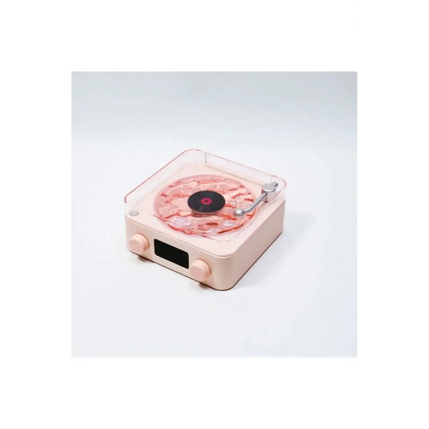 Waves Nostalji Plak Görünümlü Bluetooth Hoparlör 3d Ses Dalgası Retro Müzik Plak Pembe