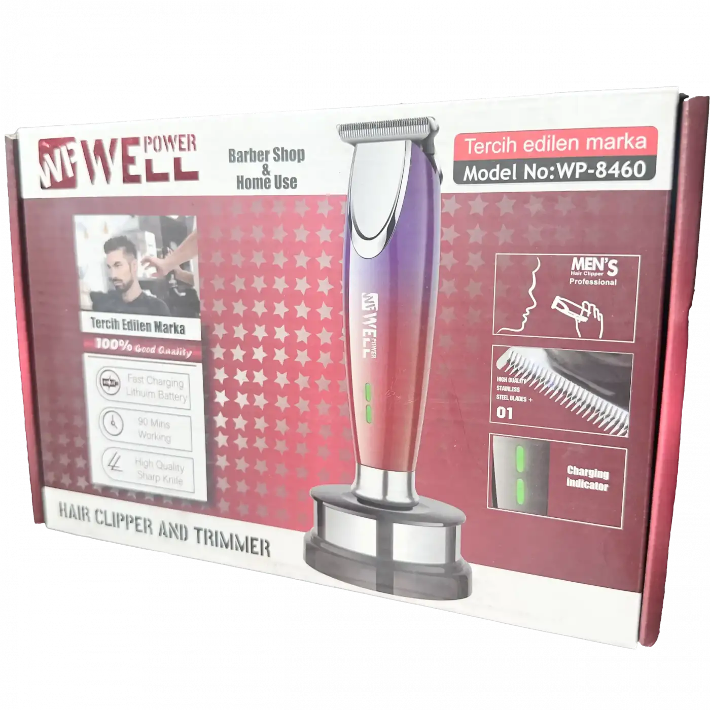 WELL POWER Islak ve Kuru  Ince Kesim Sakal Ense Siyah Saç-Sakal-Vücut WP-8460