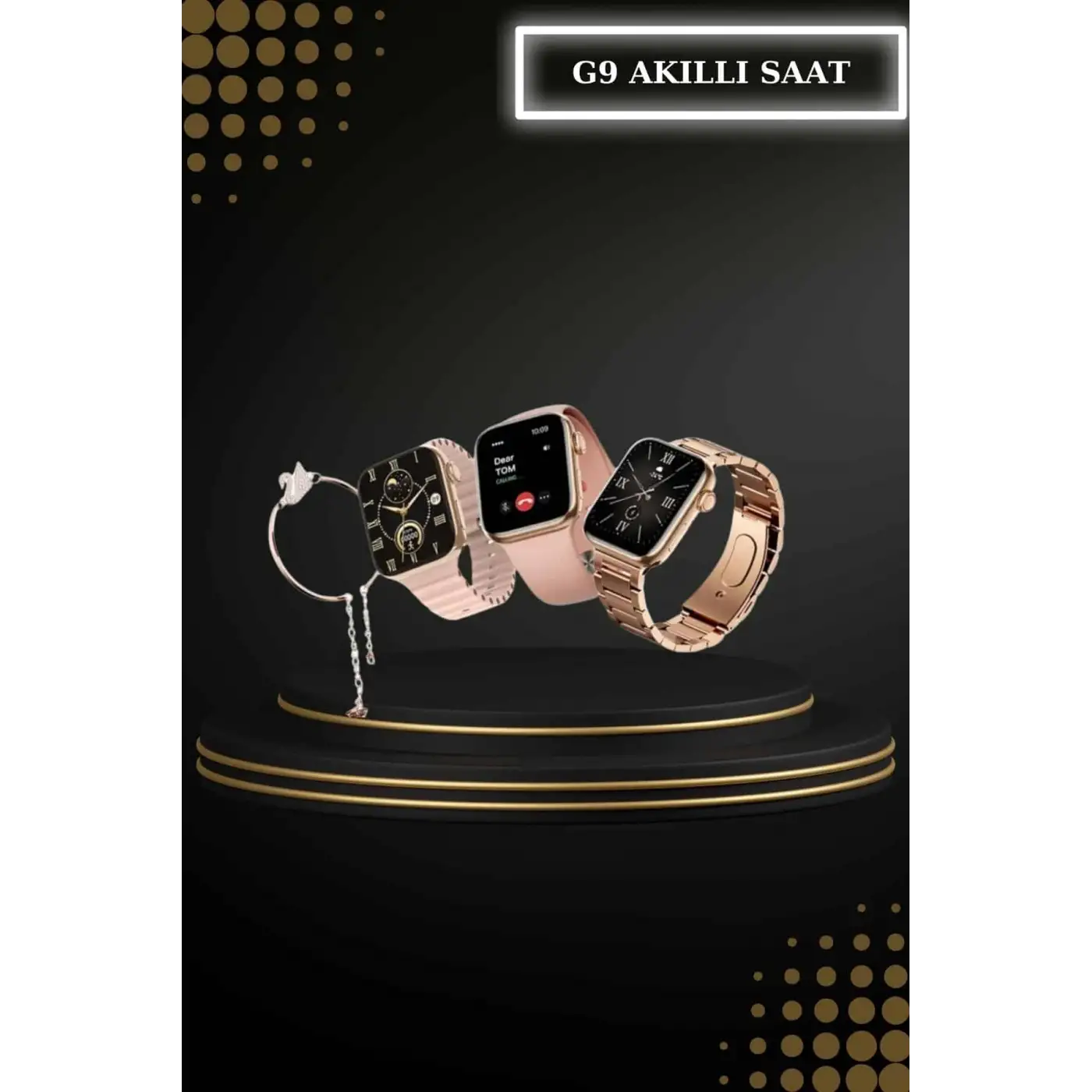 Wireless Şarjlı Pembe Akıllı Saat ve Kablosuz Bluetooth Kulaklık Dokunmatik Kontrol