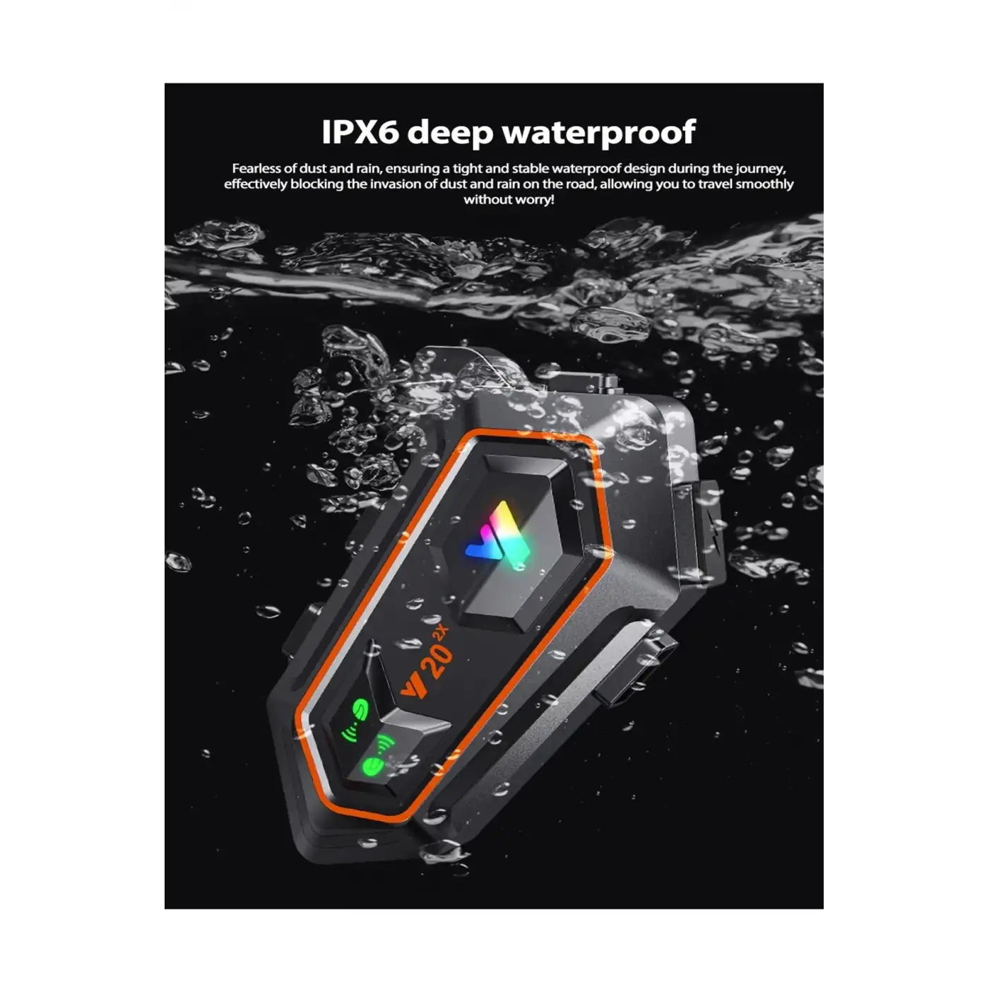 Y20 2x 1000m Telsiz Mesafeli 2 Kişi Bağlantılı Bluetooth Kask Kulaklık Fenerli İntercom