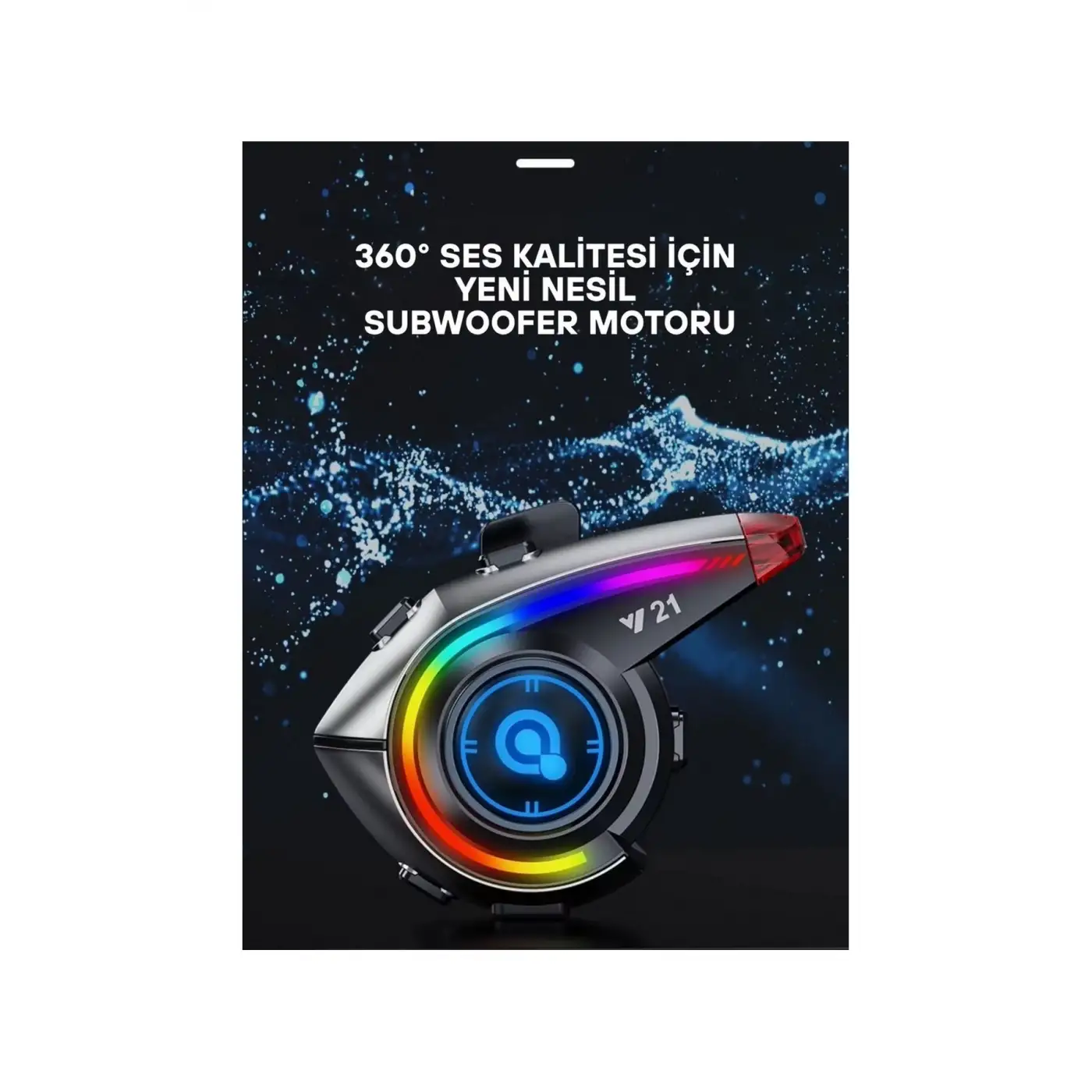 Y21 Rgb Işık Efektli Intercom Bluetooth Motosiklet Kask Kulaklığı Intercom Kulaklık