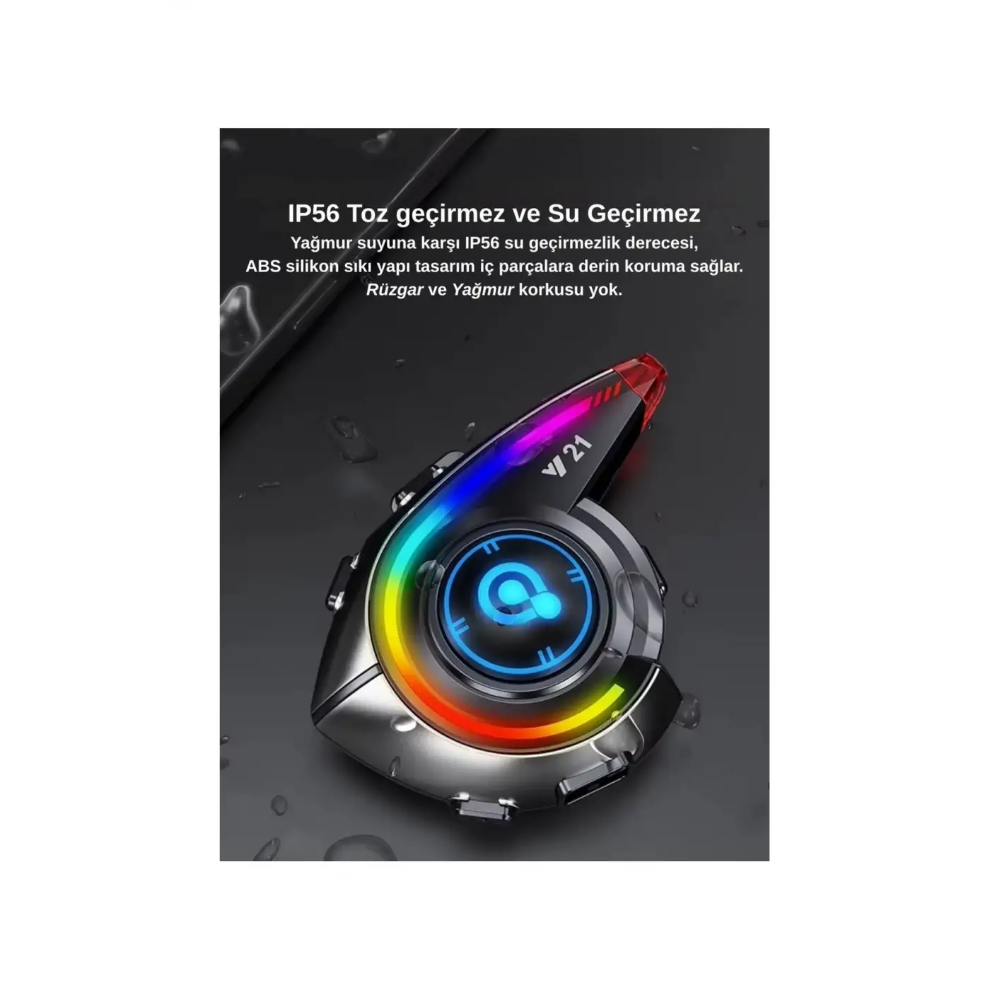 Y21 Rgb Işık Efektli Intercom Bluetooth Motosiklet Kask Kulaklığı Intercom Kulaklık