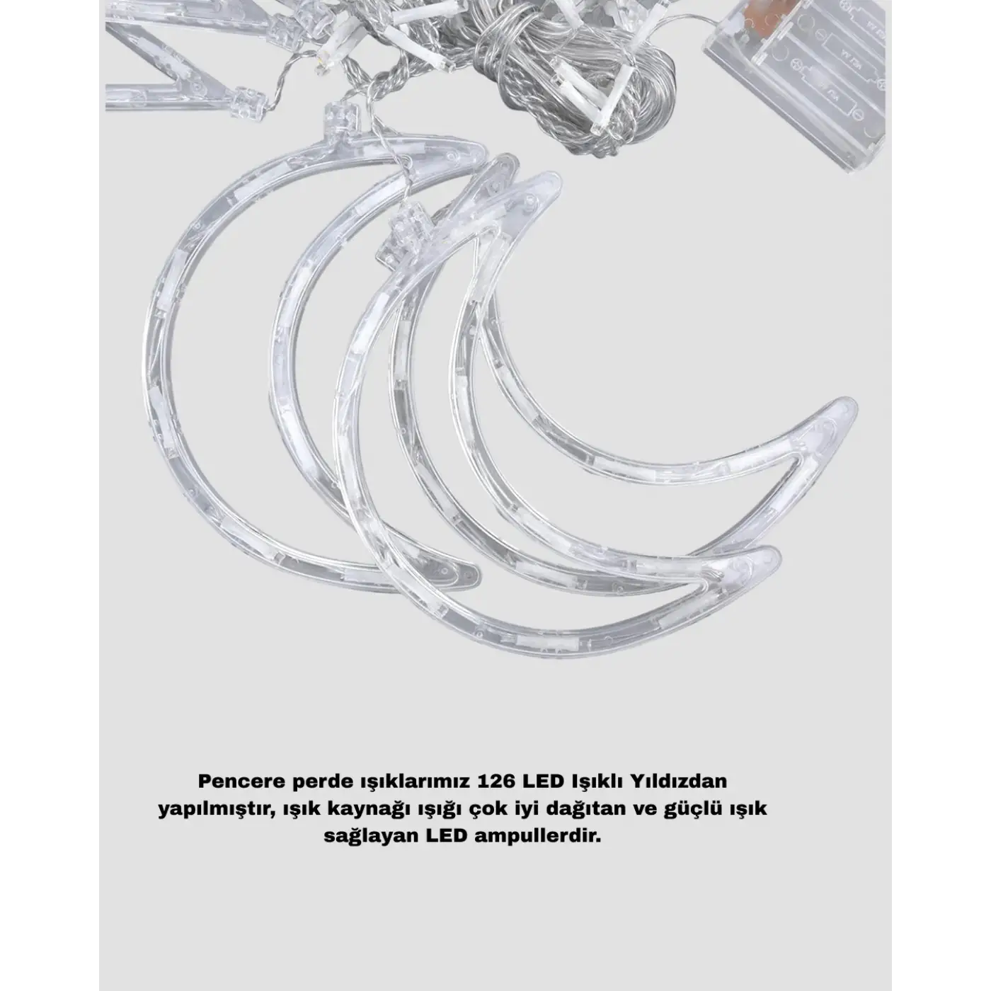 Yanıp Sönen ve Sabit Modlu Yıldız Ay Perde Led Işık