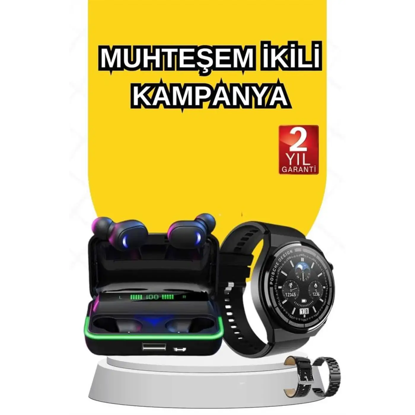 Yeni Nesil Akıllı Saat Ve Bluetooth Kulaklık Titreşim Bildirimleri Uyku Takibi