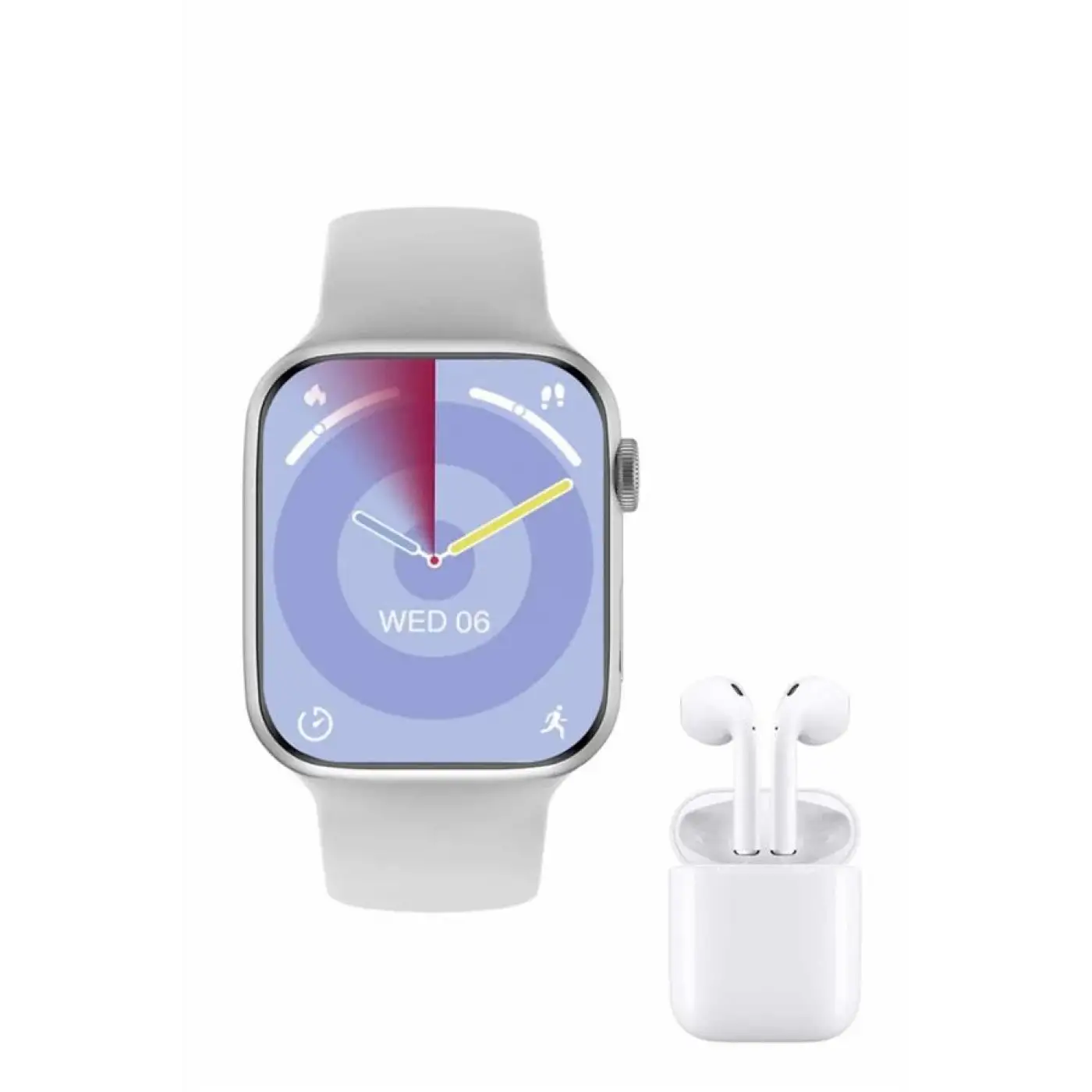 Yeni Nesil Akıllı Saat Ve Kulaklık Seti Gümüş Kasa Zarif Tasarım Çok Fonksiyonlu