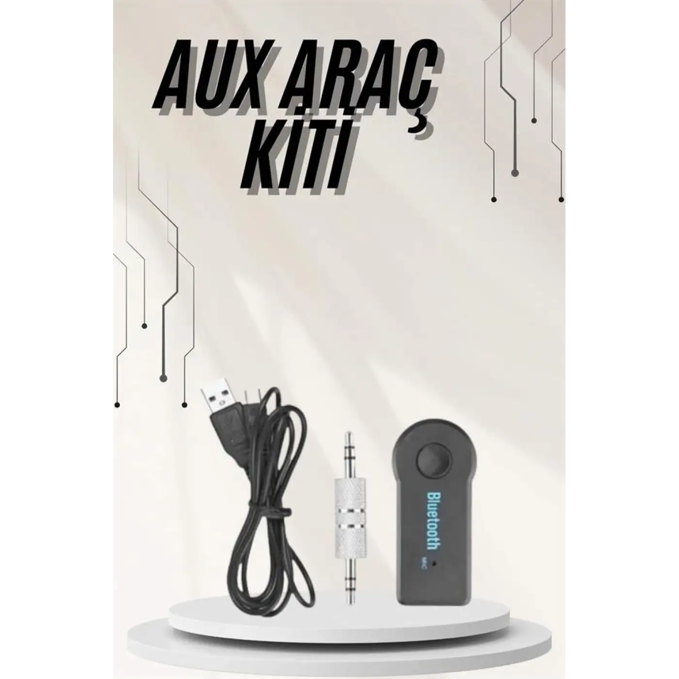 Yeni Nesil Bluetooth Aux Araç Kiti Siyah TV Tablet Telefon Araç Araba