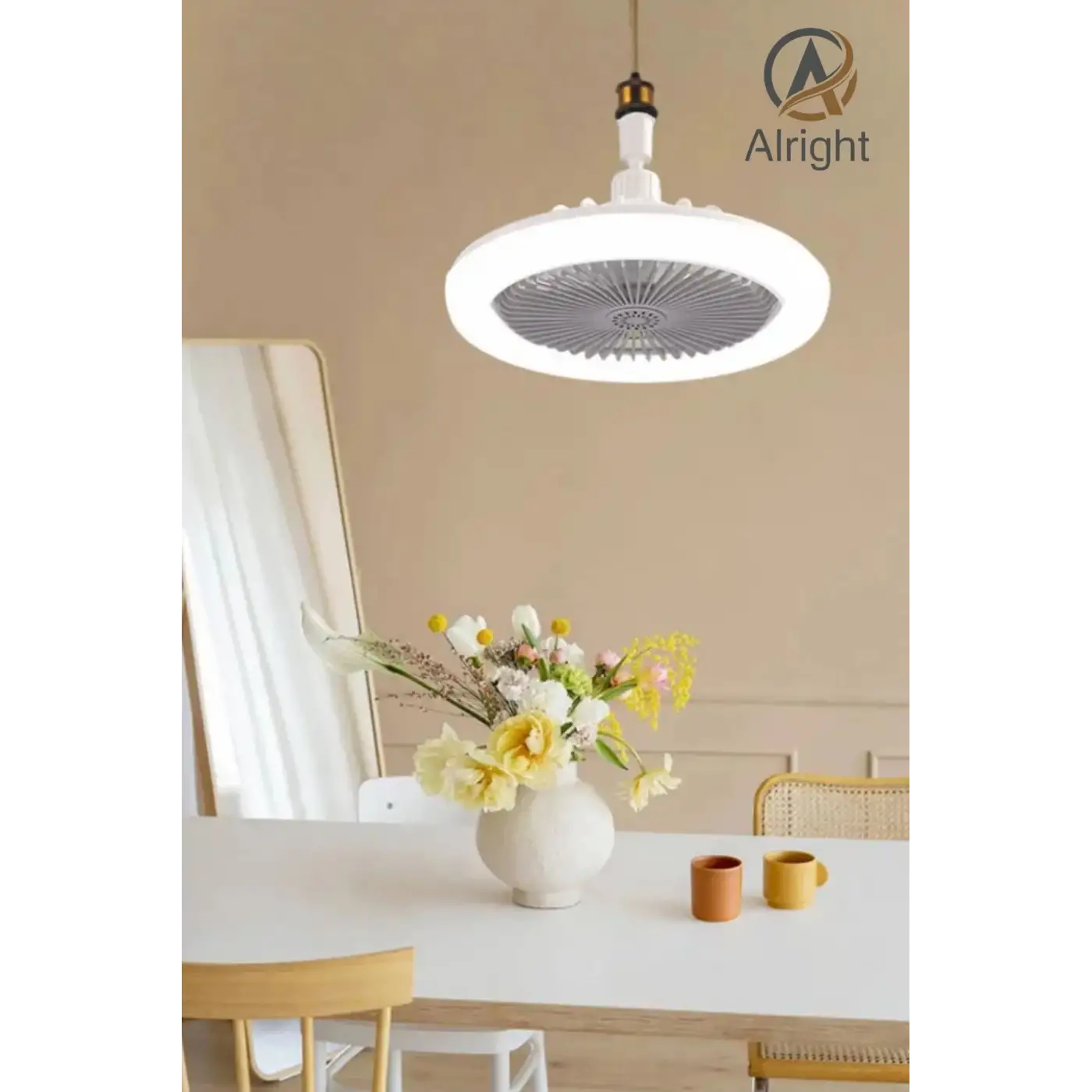 Yeni Nesil E27 Duylu Kumandalı Tavan Vantilatörlü Led Lamba 3 Hız Ayarı ve 3 Renk Ayarı