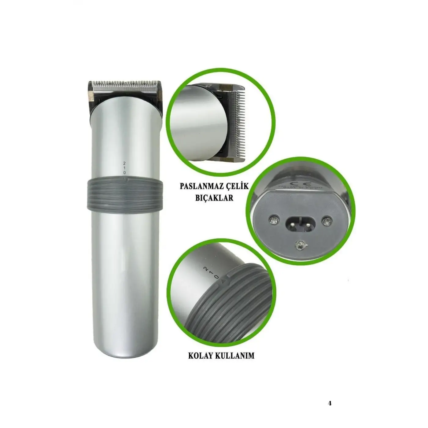 Yeni Nesil Profesyonel Şarjlı Saç Sakal Tıraş Makinesi Ayarlanabilir 4 Taraklı