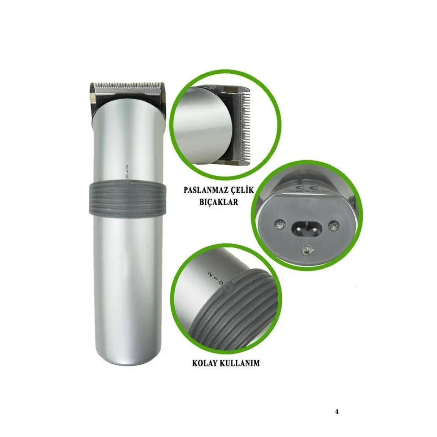 Yeni Nesil Profesyonel Şarjlı Saç Sakal Tıraş Makinesi Ayarlanabilir 4 Taraklı