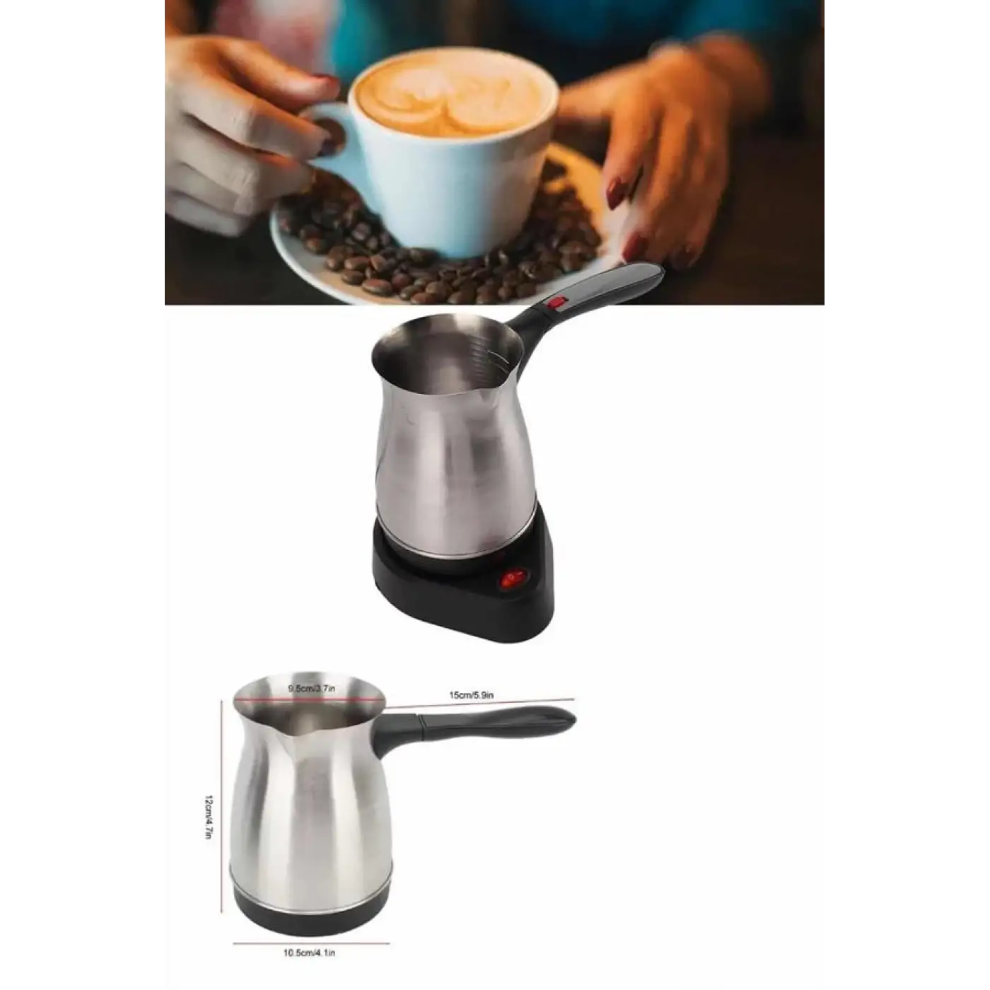 Yeni Nesil Türk Kahve Makinesi Cezvesi Siyah Gri Kablolu Pratik