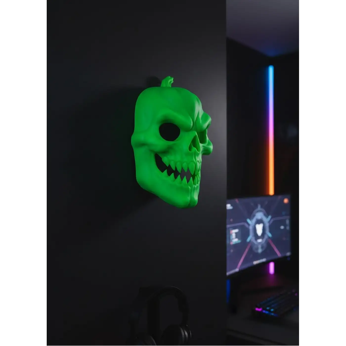 Yeşil Korku Temalı Maske Cadılar Bayramı Dekor