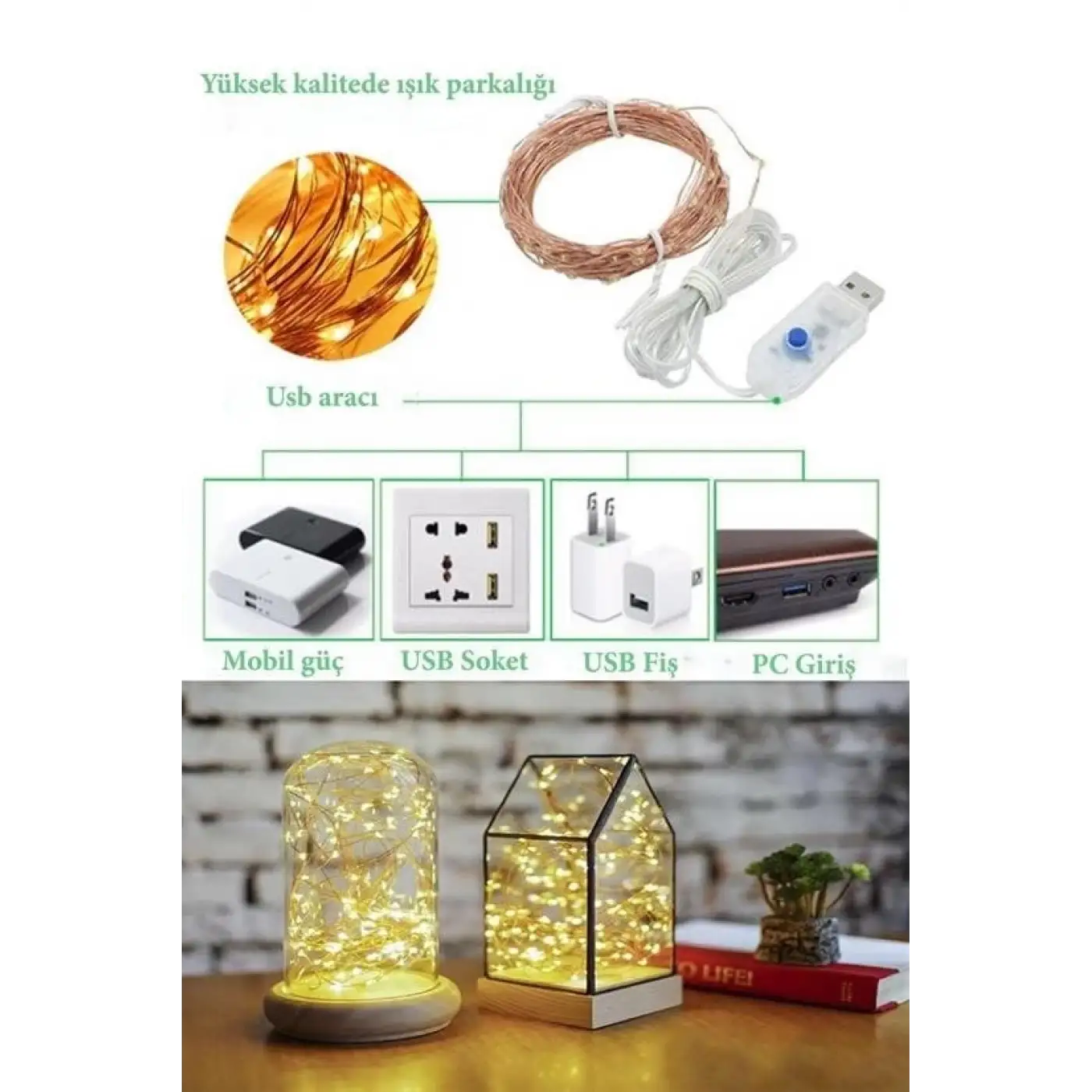 Yılbaşı Ve Özel Konsept Dekorasyon 5 Mt Usb Bağlantılı Led Işık