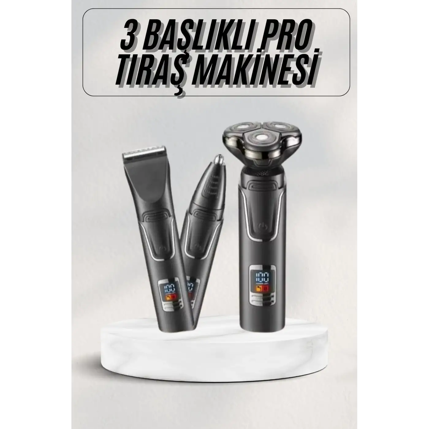 Yüksek Performanslı 3 Başlıklı Profesyonel Şarjlı Islak ve Kuru Kullanıma Uygun