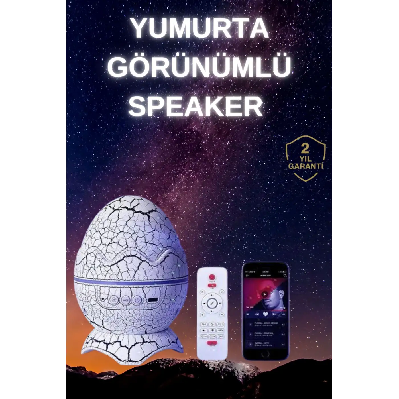 Yumurta Şeklinde Su Dalgalı Bluetooth Speaker Lamba Renkli Şarjlı