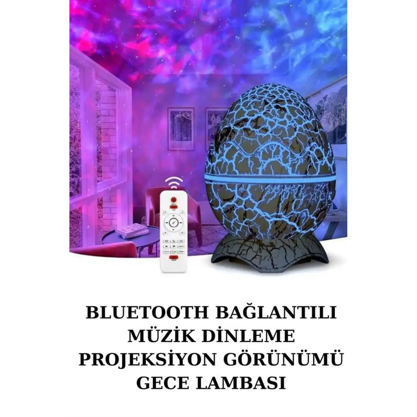Yumurta Şeklinde Su Dalgalı Bluetooth Speaker Lamba Renkli Şarjlı