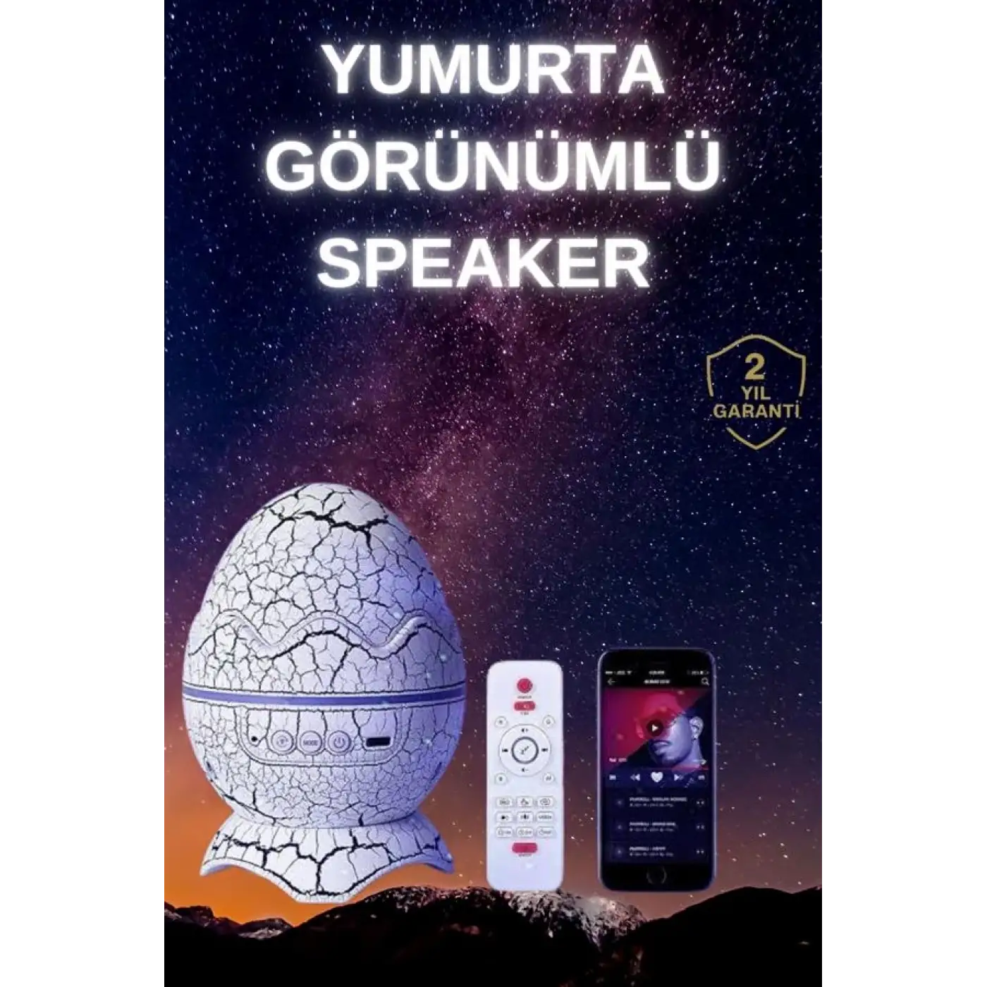Yumurta Şeklinde Su Dalgalı Bluetooth Speaker Lamba Renkli Şarjlı
