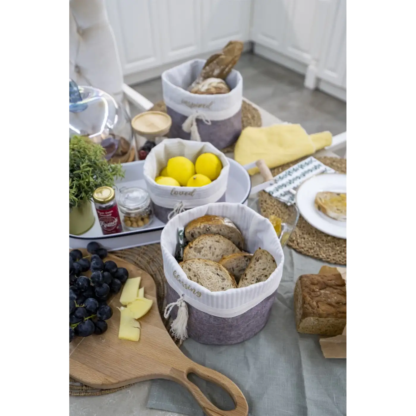 Yuvarlak Katlanabilir Çok Amaçlı Saklama Organizer Kutu Keçe Sepet (maxi) - 03396