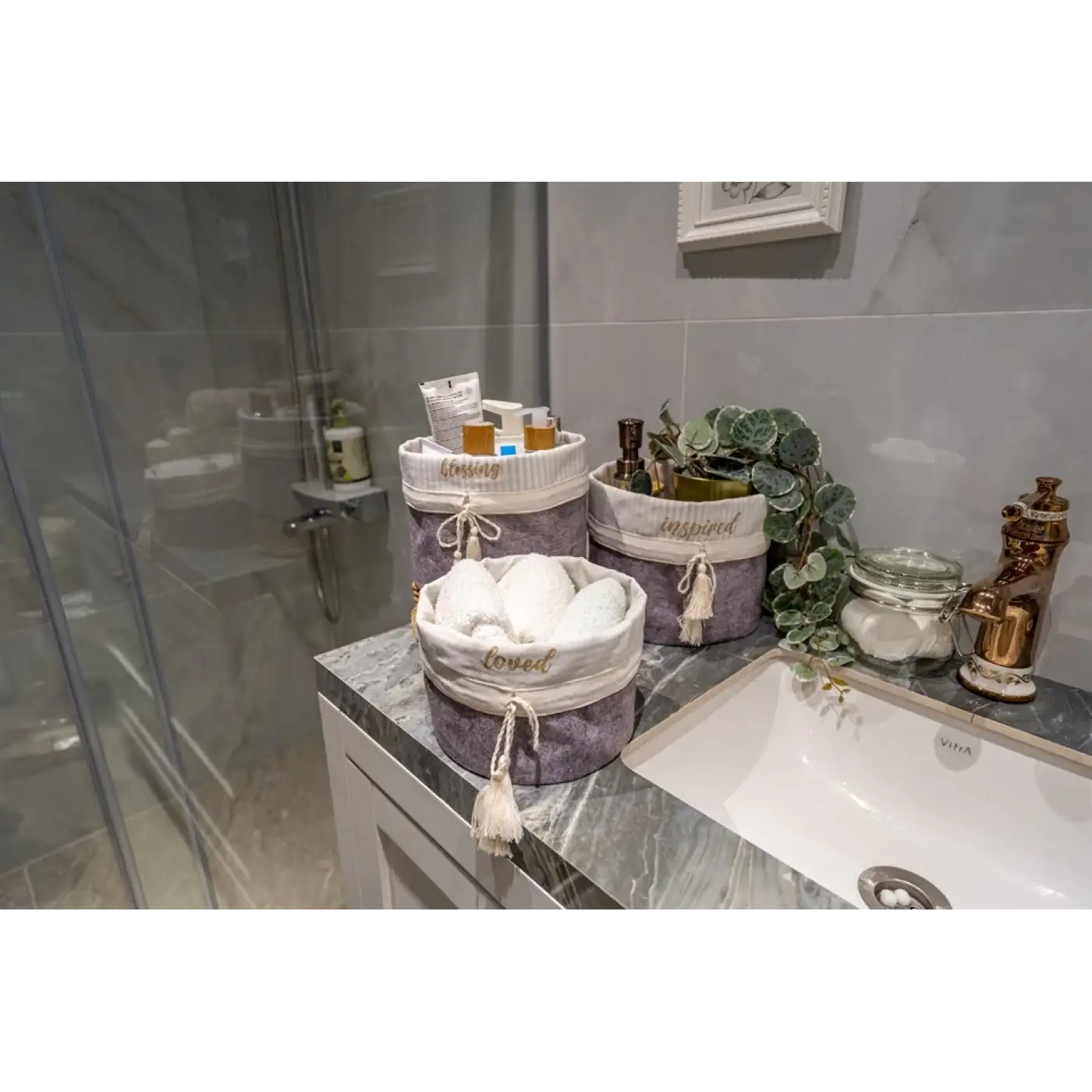 Yuvarlak Katlanabilir Çok Amaçlı Saklama Organizer Kutu Keçe Sepet (mega) - 03389