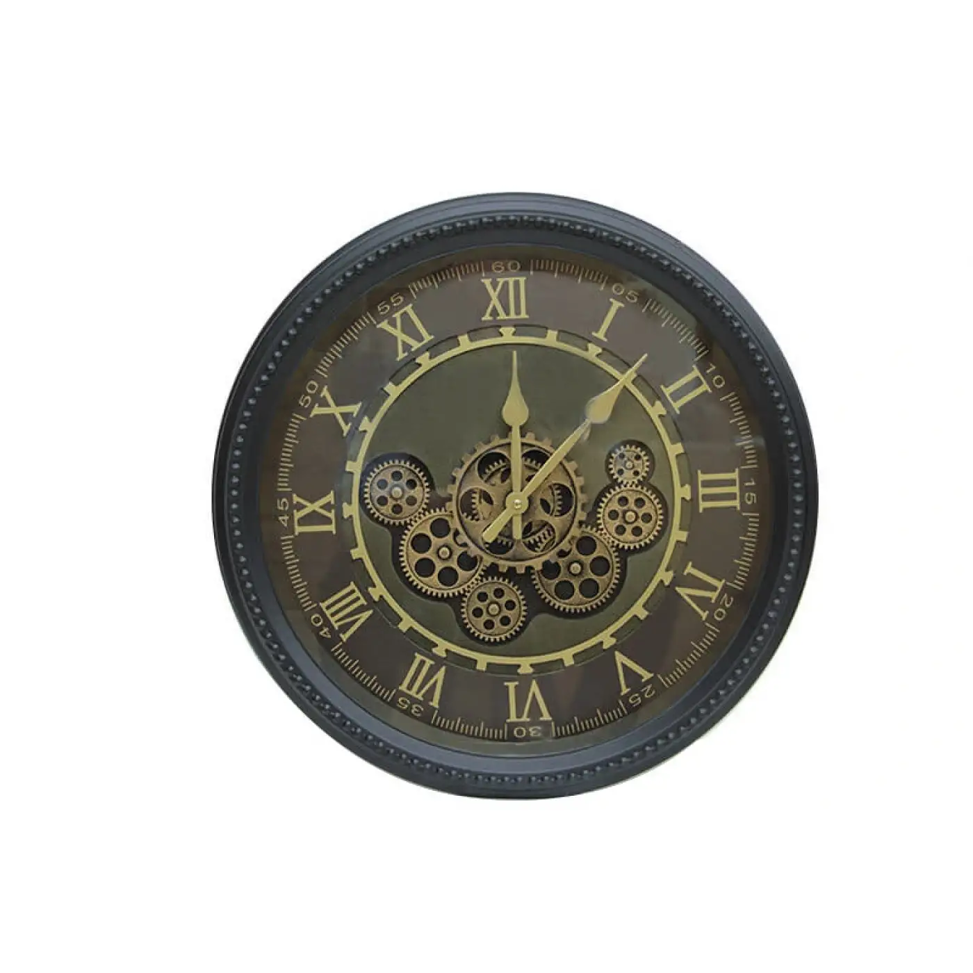 Yuvarlak Roma Rakamlı Spintime Yeşiloksit Çarklı Metal Duvar Saati