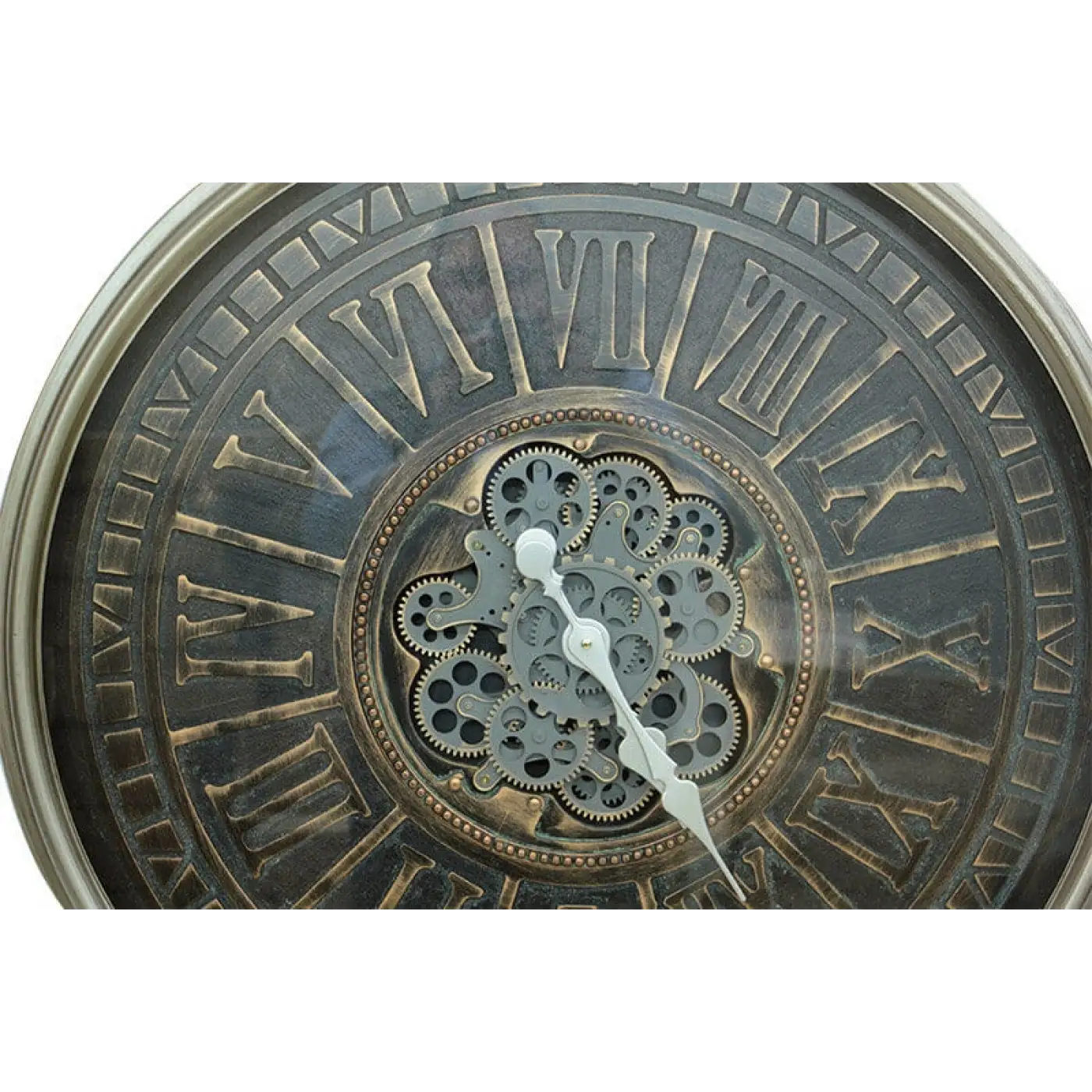 Yuvarlak Roma Rakamlı Yeşiloksit  Çarklı Metal Duvar Saati