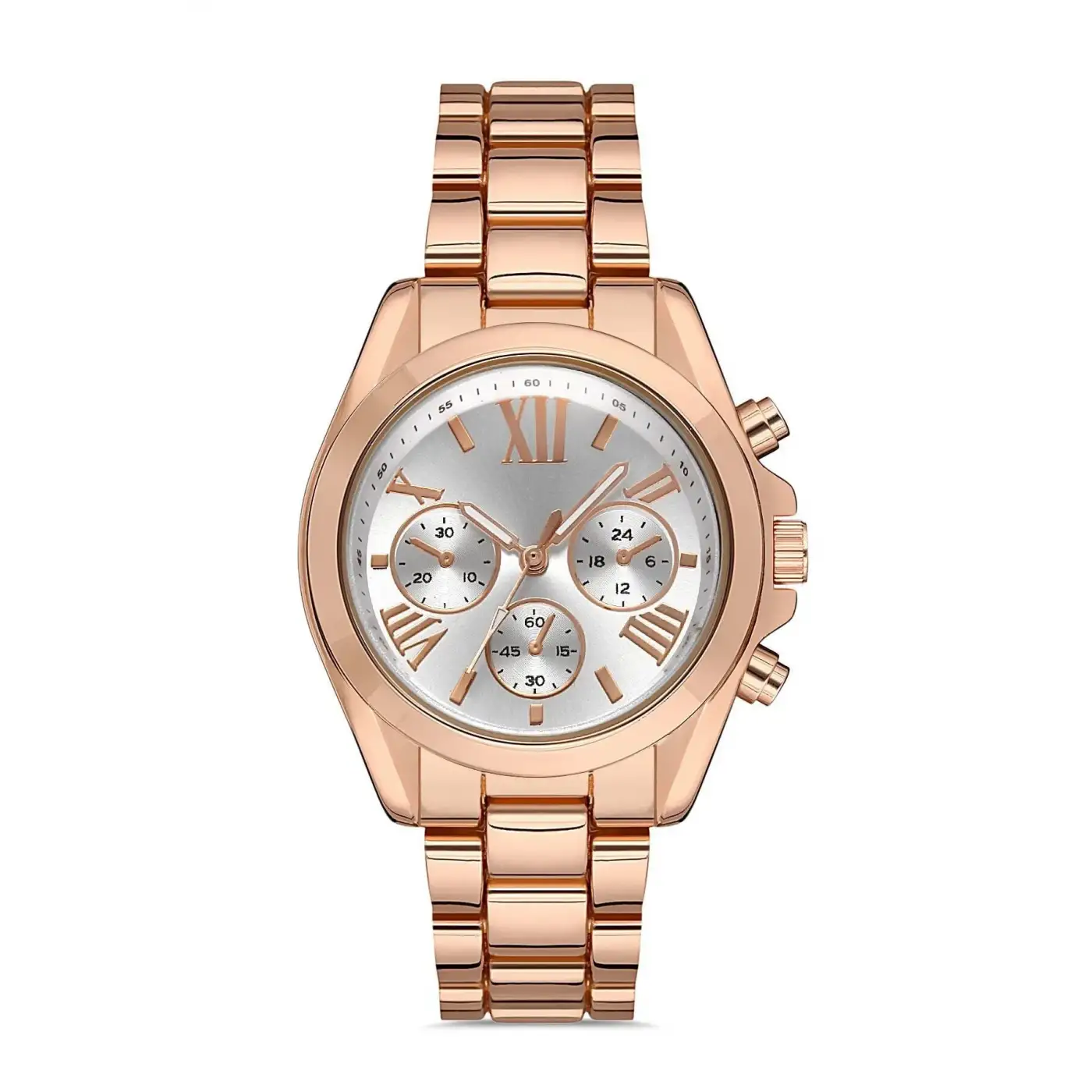 Zarif ve Şık Özel Tasarım Roma Rakam Detaylı  Metal Bayan Kol Saati (rose)