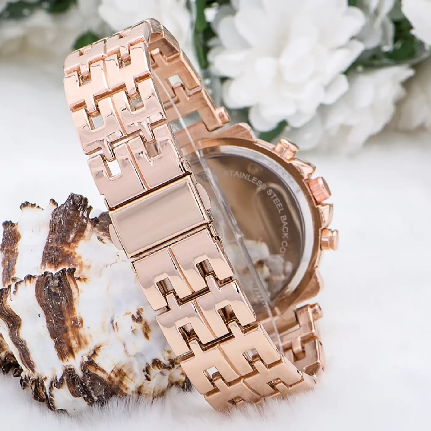 Zarif ve Şık Özel Tasarım Zirkon Taşlı Metal Bayan Kol Saati (rose)