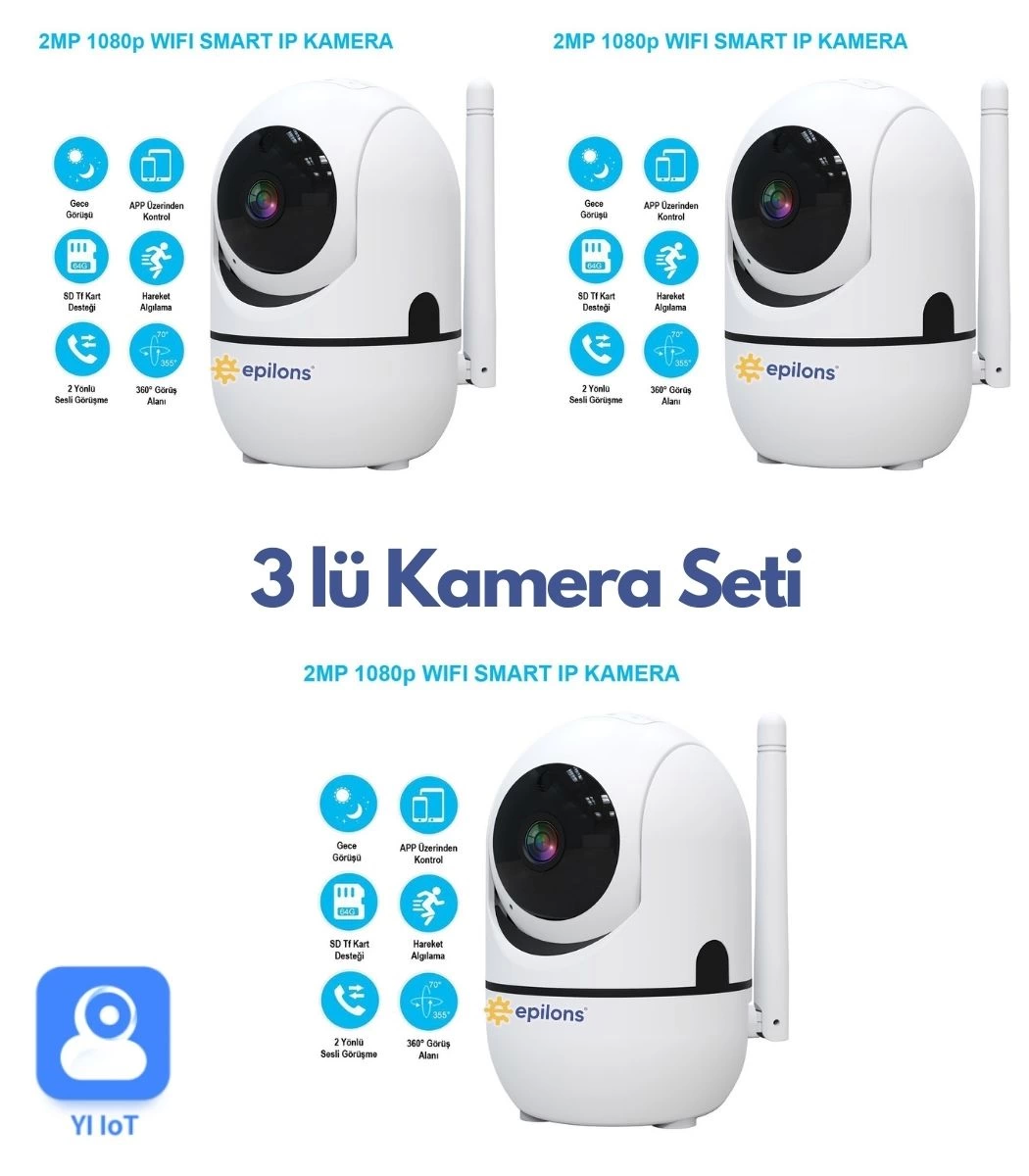 3 Lü Set Ev Güvenlik Wifi Akıllı Kamera Bebek Telsiz Hareket Algılama Ile Izleme Ses Dinleme