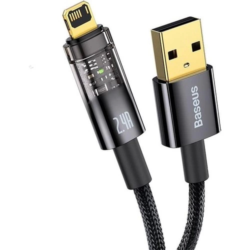 Şeffaf Uçlu Iphone 45W Usb Hızlı Ve Dayanıklı Şarj Ve Data Işıklı Örgü Kablo 1 Metre