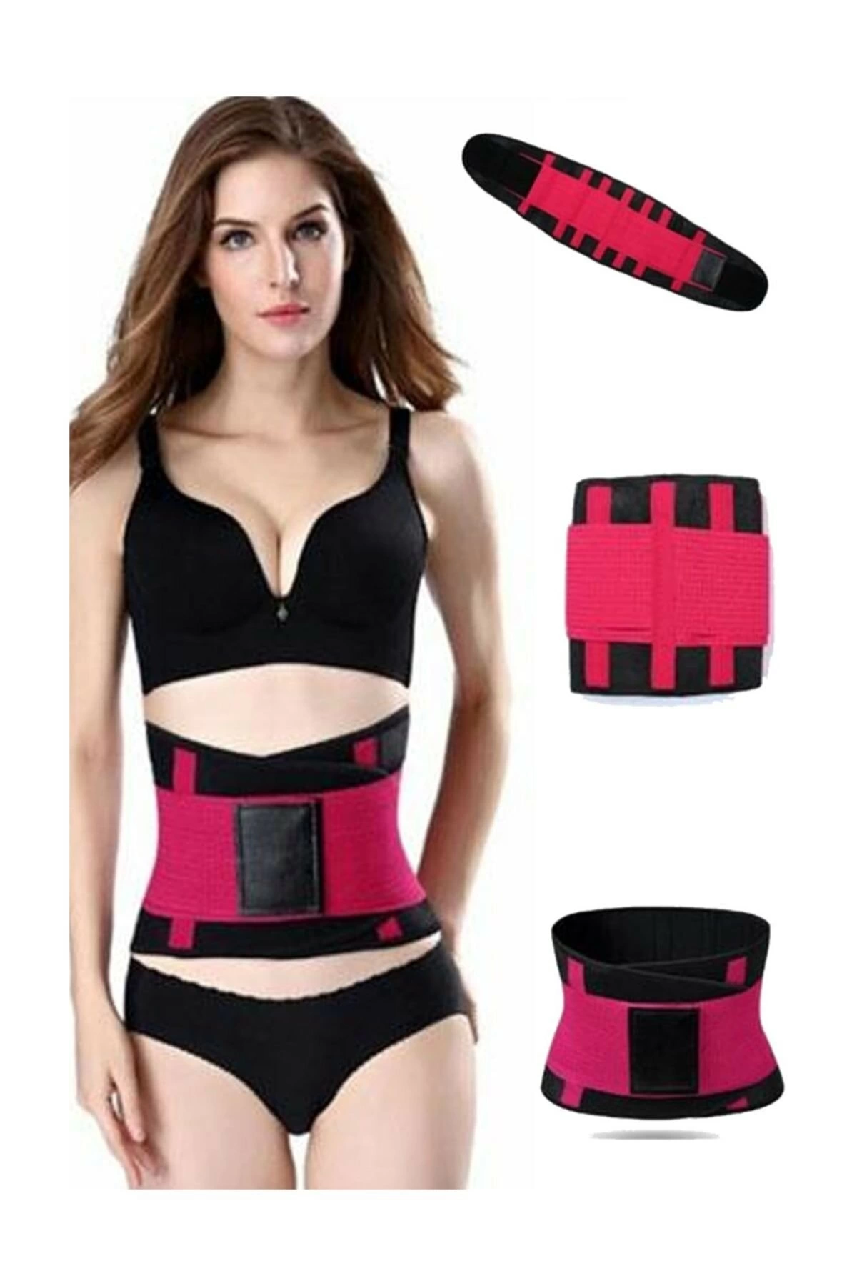 Hot Belt Termal Sauna Kemer Unisex Terletme Korsesi (Pembe-Siyah)
