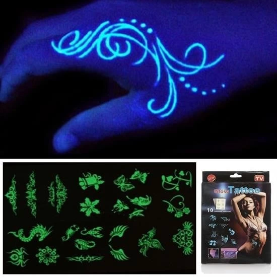 Kanserojen Madde İçermeyen Geçici Fosforlu Dövme Sticker Seti
