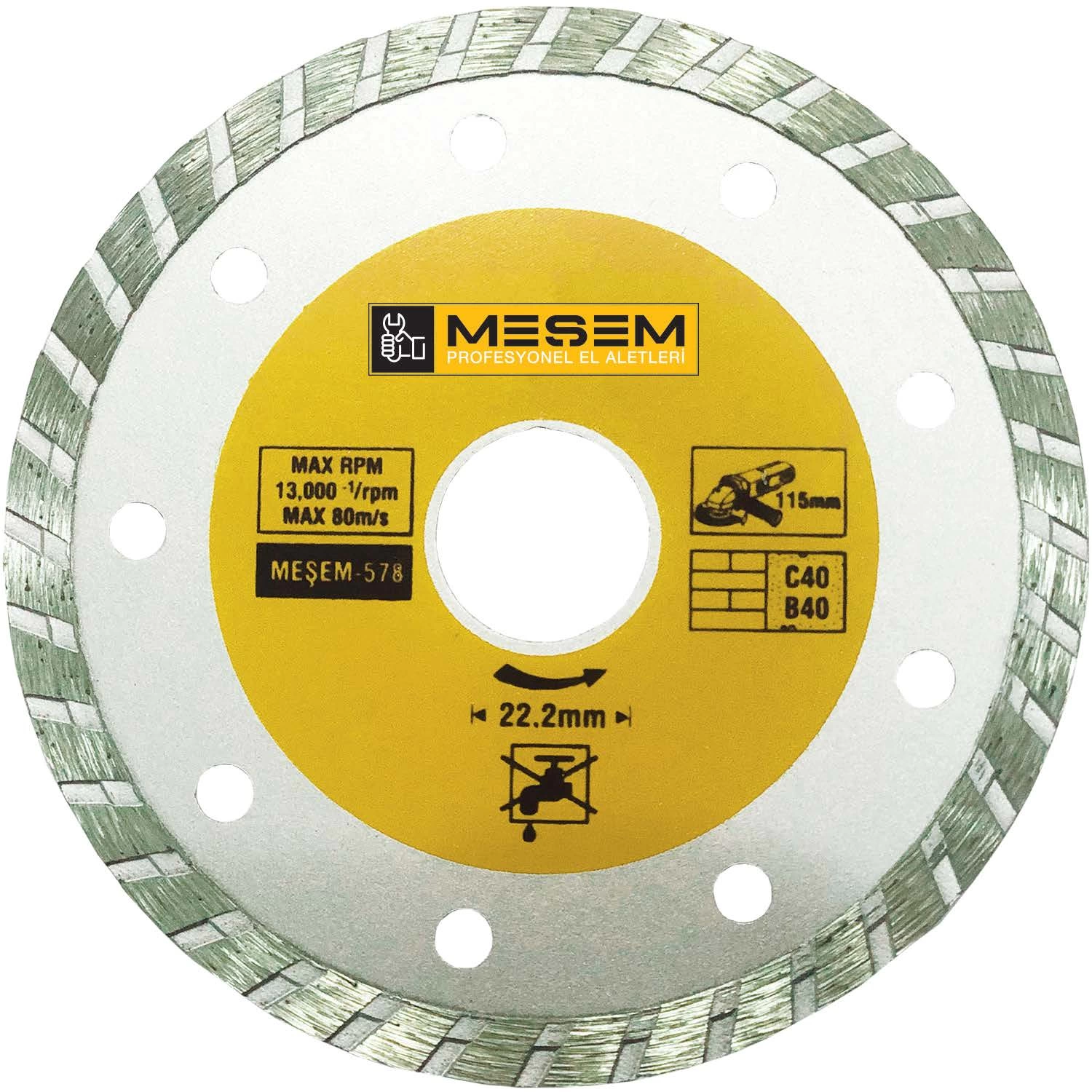 Meşem Granit Mermer Kesici Elmas E 180 Mm