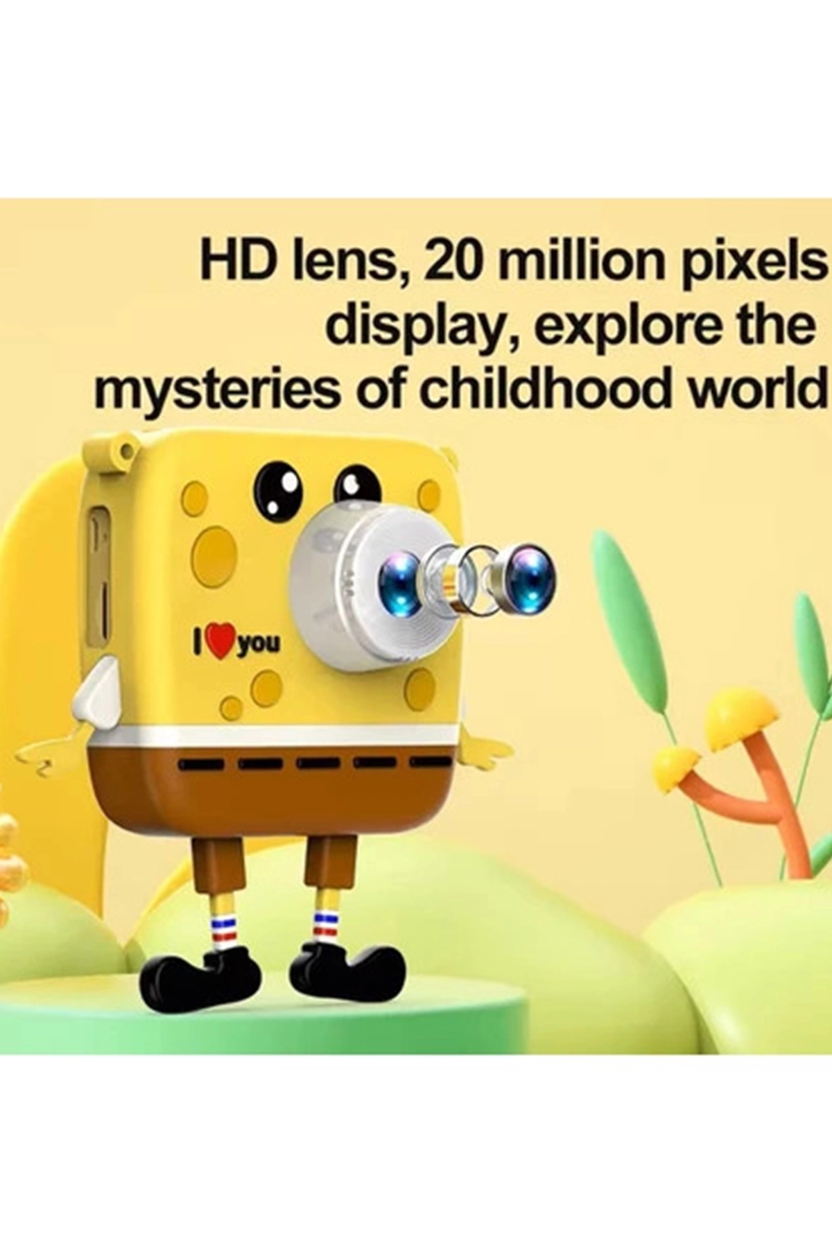 Sünger Bob Tasarımlı Yeni Nesil Çocuk Dijital Mini Fotoğraf Makinesi Çift Kamera Sünger Bob Tasarımlı Yeni Nesil Çocuk Dijital Mini Fotoğraf Makinesi Çift Kamera