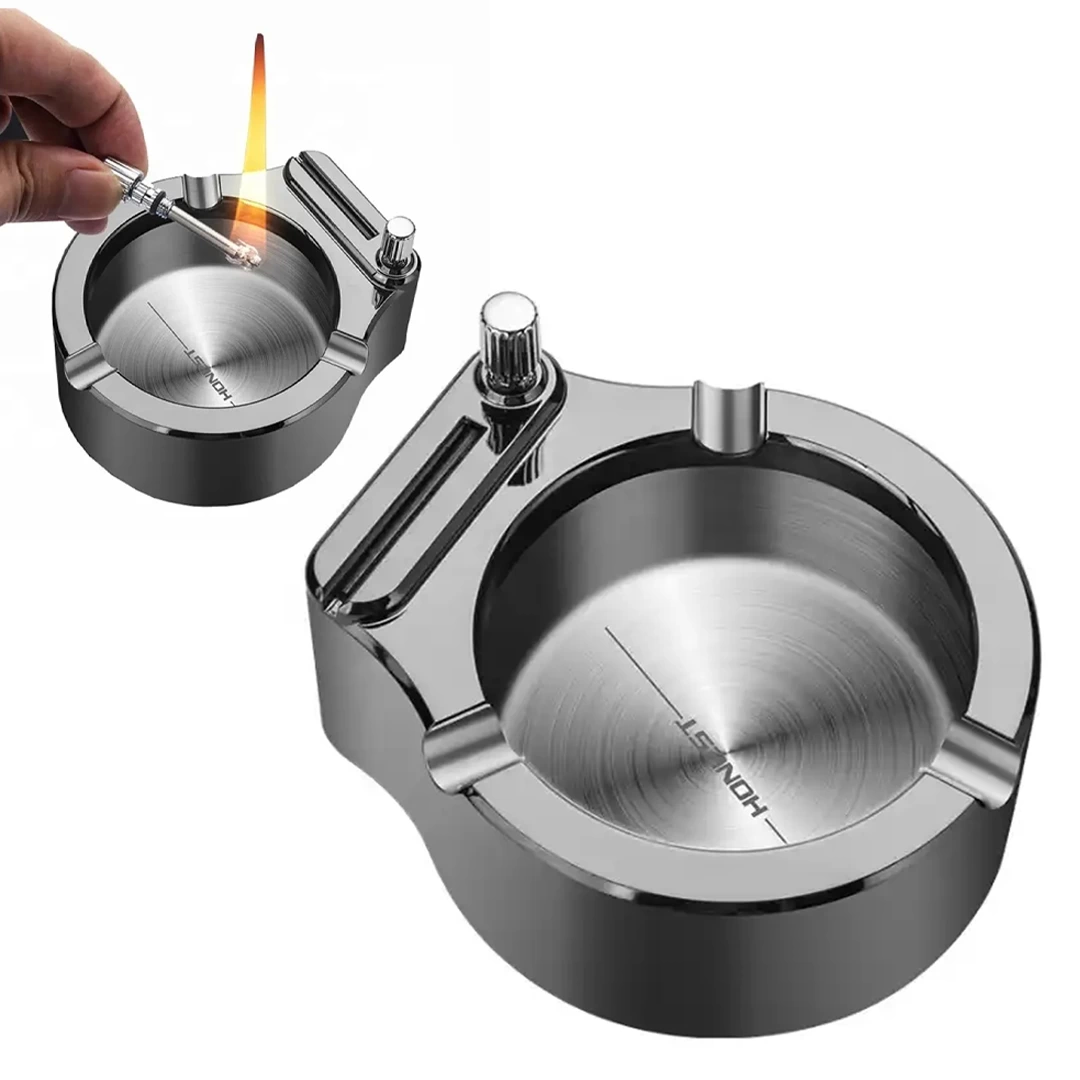 Metal Çakmaklı Küllük Zippo Yakıt İle Çalışır