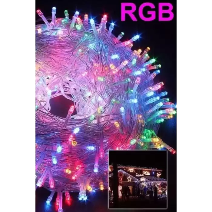 10 Metre 100 Ledli 8 Fonksiyonlu Karışık Renkli Rgb Led Lamba