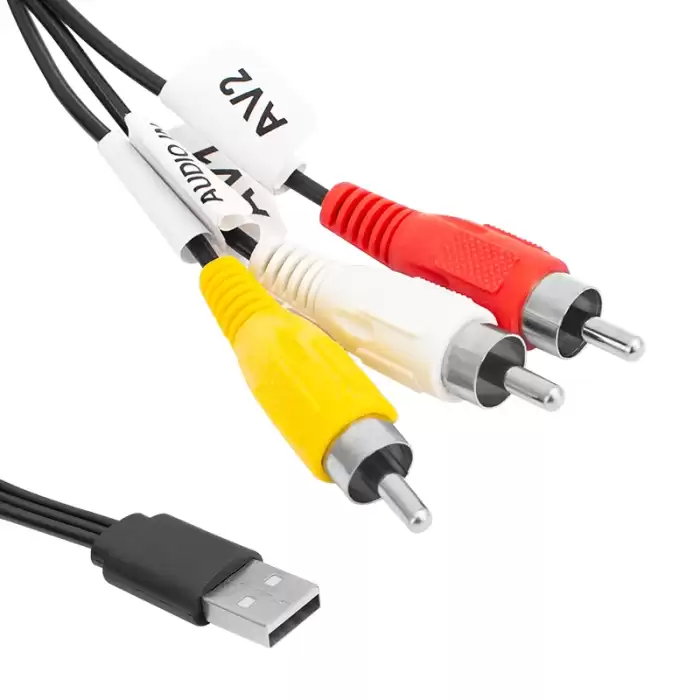 3 Rca + Usb Çevirici 1.2 Metre Kablo Usb To 3 Rca Seconder Hy7024