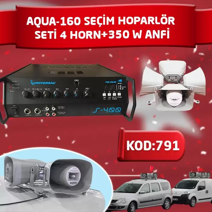 AQua-200 Anfi S-500 4lü Seçim Hoparlör Seti 4 Horn+500 W Anfi