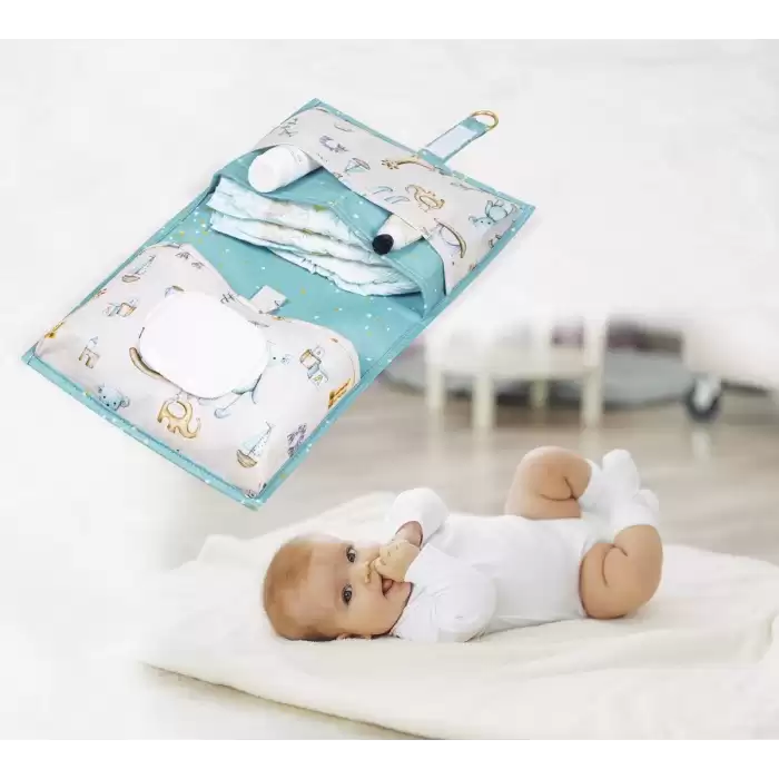 Baby Kullanımı Kolay Desenli Taşınabilir Alt Bakım Çantası (yeşil)