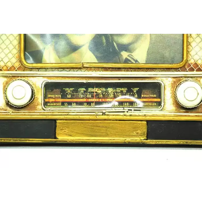 Vintage Tasarım Dekoratif Metal Çerçeve Radyo