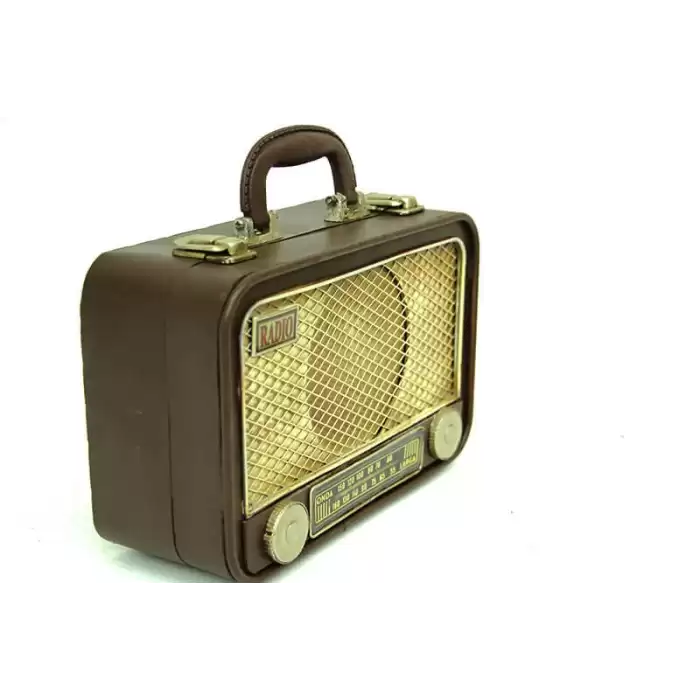 Vintage Tasarım Dekoratif Metal Radyo Bavul