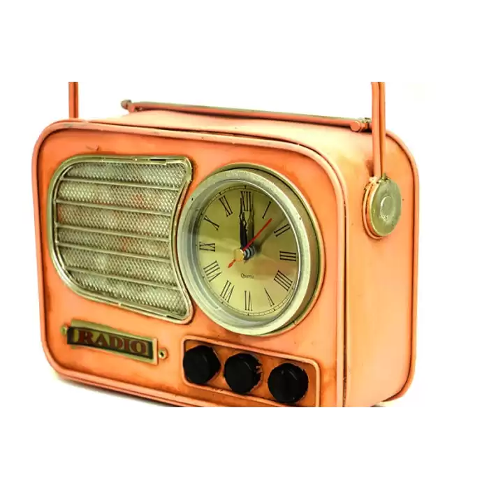 Vintage Tasarım Dekoratif Metal Radyo Saat