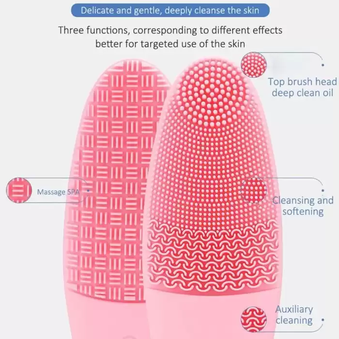 Derin Gözenek Temizliği İçin İnce Kaba Silikon Uçlu Elektrikli Yüz Temizleme Fırçası